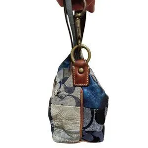 バッグ Coach Patchwork Denim Flower Mini Bag COACH Patchwork Denim Flower Print Accessory Pouch Mini Bag